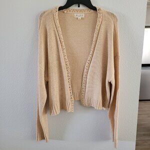 Marled XL Women's Open Front Knit Cardigan | Cream Color